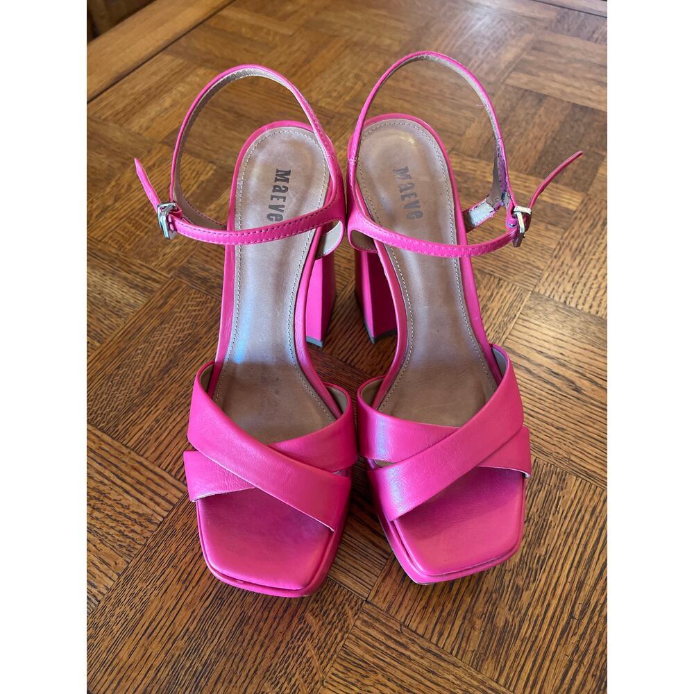 Anthropologie MAEVE platform Heels hot pink size 38 - Picture 4 of 11